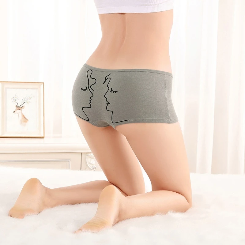 

Women Girls Low Waist Print Underwear Cotton Blend Panties Briefs Underpants F42F