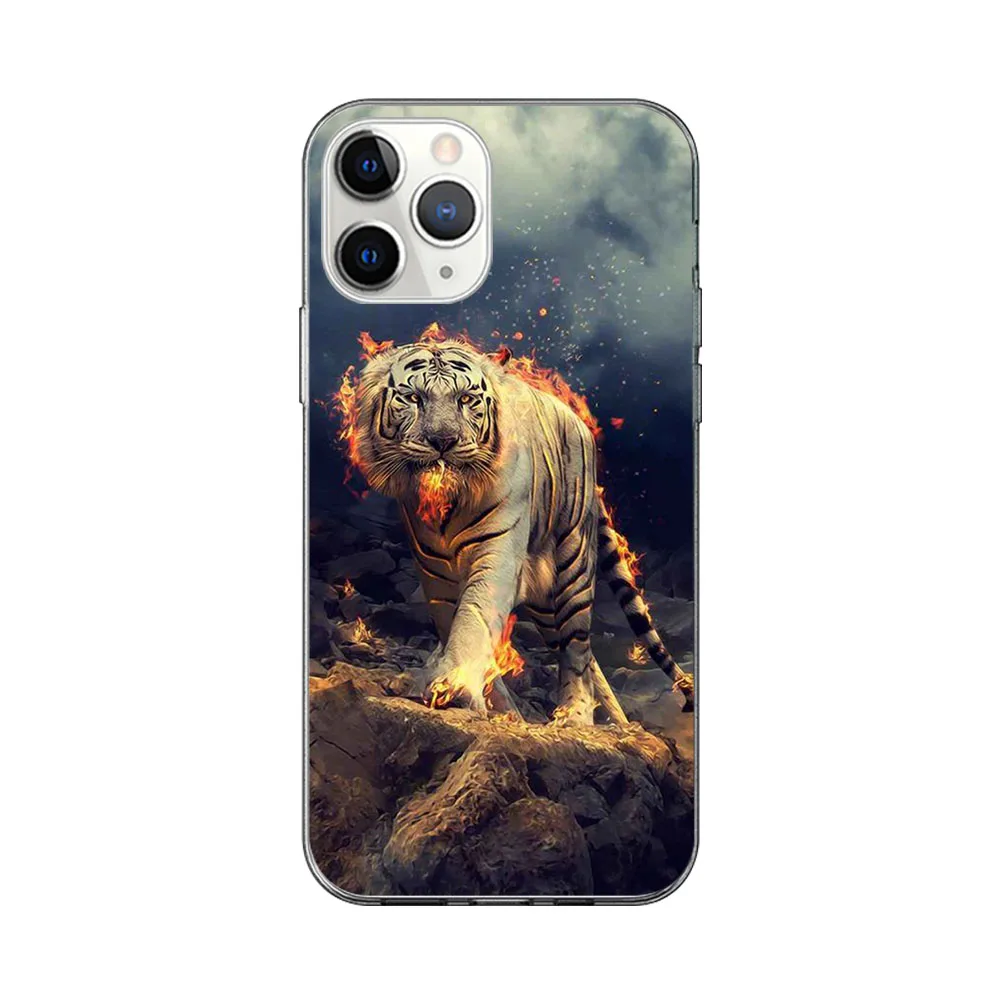 

Wolf Tiger Lion Case For iPhone 12 11 Pro Max Cover for iPhone X XR XS MAX 7 8 6 6S Plus 5S SE 2020 Soft Silicon TPU Phone Funda