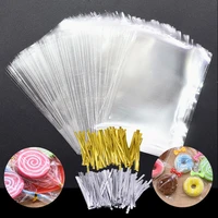 100pcs transparent cellophane bags clear opp plastic bags candy lollipop cookie gifts packaging bag party favor baking supplies