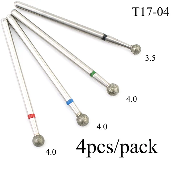 4pcs T17-4 1 шт. Алмазный шариковый роторный фреза для маникюра, ногтей, сверло для кутикулы, электрические пилочки для ногтей, инструменты для удаления геля - Цвет: 4pcs T17-4