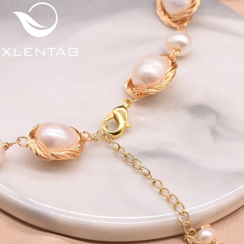 XlentAg, натуральная пресноводная жемчужная подвеска в стиле барокко, ожерелье для женщин, регулируемое ожерелье, ювелирные изделия, Bisuteria Mujer GN0045