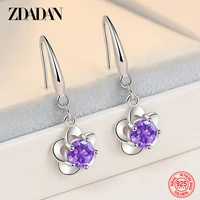 zdadan 2022 new arrival 925 sterling silver flower amethyst earring for women fashion jewelry