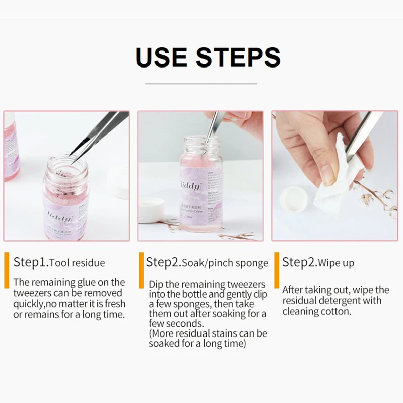 

20ml Professional Eyelash Glue Remover Liquid Eyelash Tweezer Sponge Cleaner