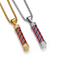 hip hop iced out barber pole lamp pendant necklace for women men gold color stainless steel chains hiphop american jewelry