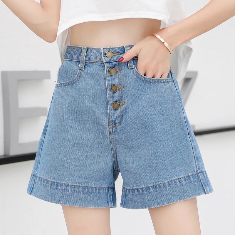 

Denim shorts women's high waist winter new style summer thin loose a-line hot pants