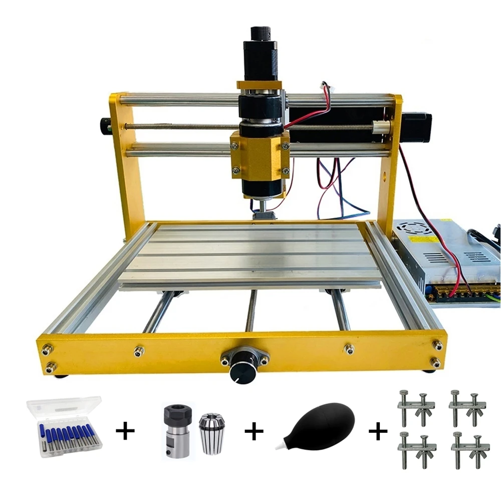 30W Laser Head Desktop Wood CNC 3018 Plus Router Engraver Milling Machine with Stepper Motors Nema17/23 and 52mm Spindle Holder