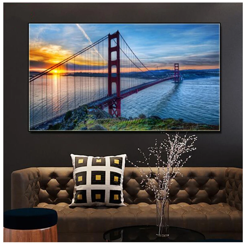 

5D Mosaic Sunset Bridge Scenery For Living Room Home Decor Diy Diamond Painting Full Square Round Embroidery Wall StickerZP-4077