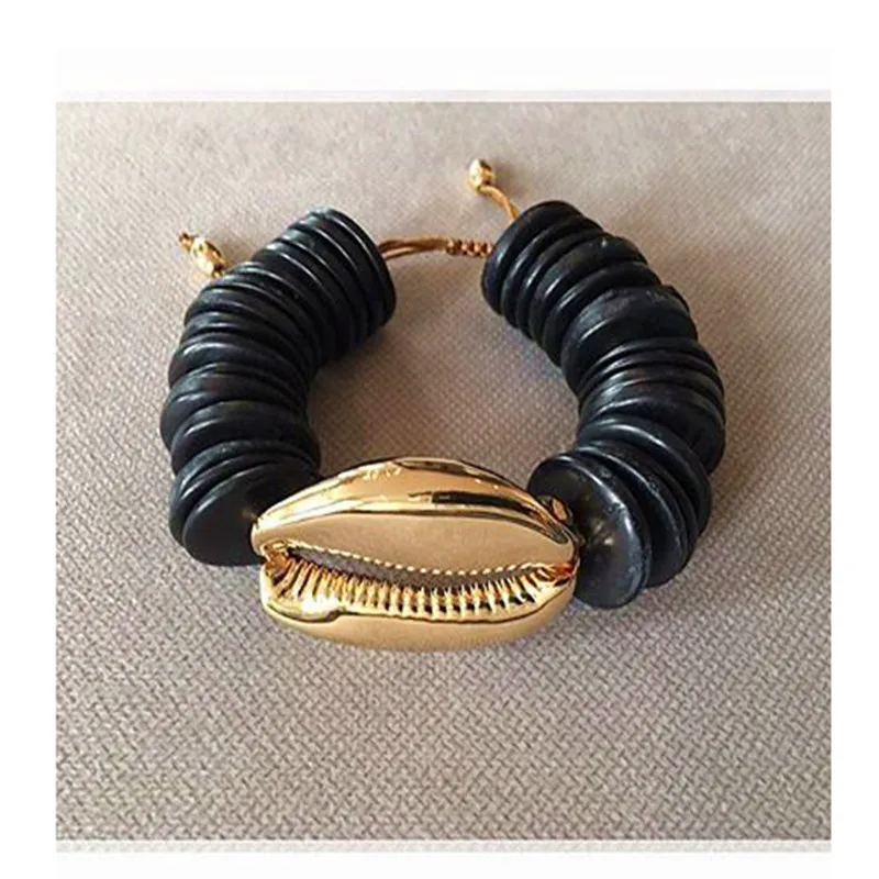 Boho puka shell веревка для браслетов, обработанная воском браслет дружбы рождественские подарки для женщин тибетские ювелирные изделия из натурального золота - Окраска металла: 18