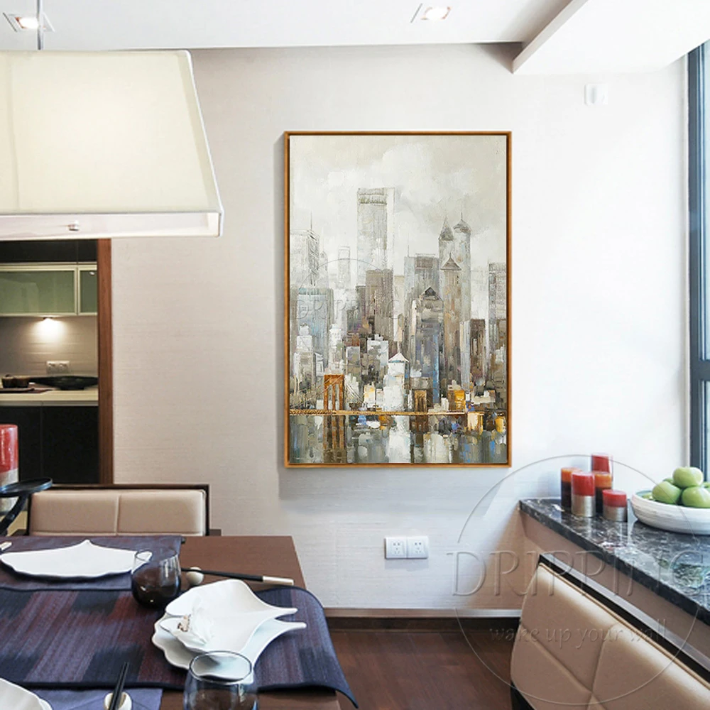 Профессиональный художник ручная роспись абстрактные небоскребы городская