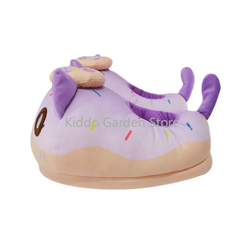 Aphmau-Zapatillas de felpa con forma de Donut para mujer, calzado suave y esponjoso de gato, peluches Kawaii, para interior y casa-1