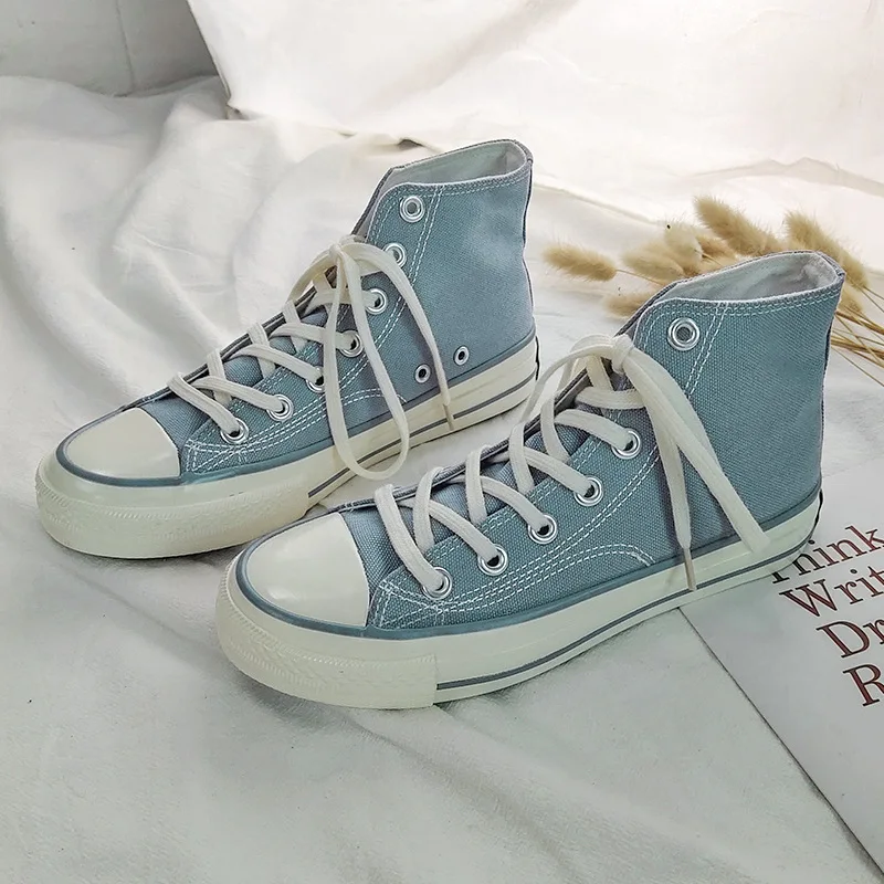 

Кроссовки женские высокие, Повседневные Дышащие холщовые сникерсы на плоской подошве, Нескользящие, модель осени 2019