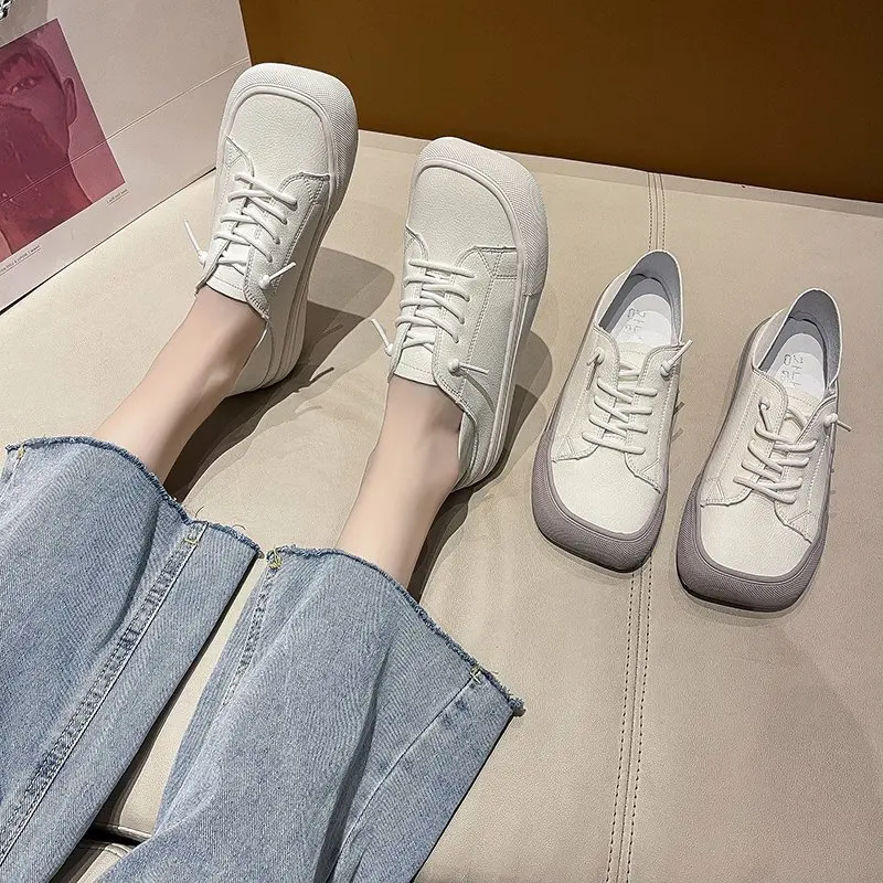 

Cross Women's Shoes All-Match Slip-on Square Toe Tennis Female Flats Clogs Platform Casual Sneaker Autumn Summer Slip On Small B