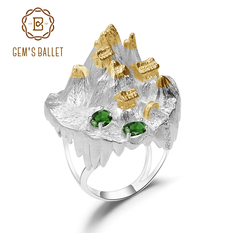 Женское балетное кольцо GEM'S BALLET из серебра 925 пробы с золотым покрытием