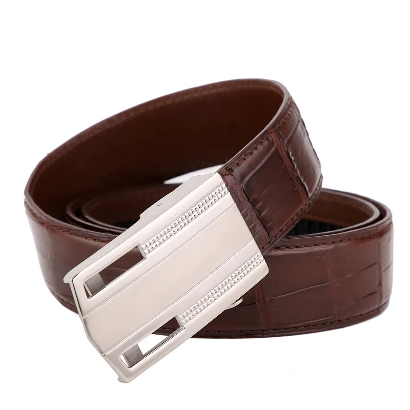 Крокодиловая Автоматическая пряжка для ремня мужчин Натуральная Воловья кожа
