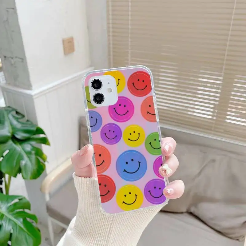 

Smiley Flowers cartoon Phone Case For Samsung S10 S20 Note20 A71 A21s S4 S5 S6 Plus S20Fe lite Transparent Nax Fundas Cover