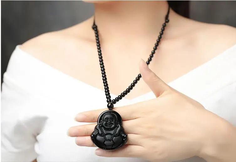 Обсидиановая резьба голова Волка слон Ожерелье Подвеска Инь Янь обсидиан