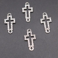 10pcs handmade rhinestone hollow crosses connectors retro earrings bracelet metal accessories diy charms jewelry carfts findings