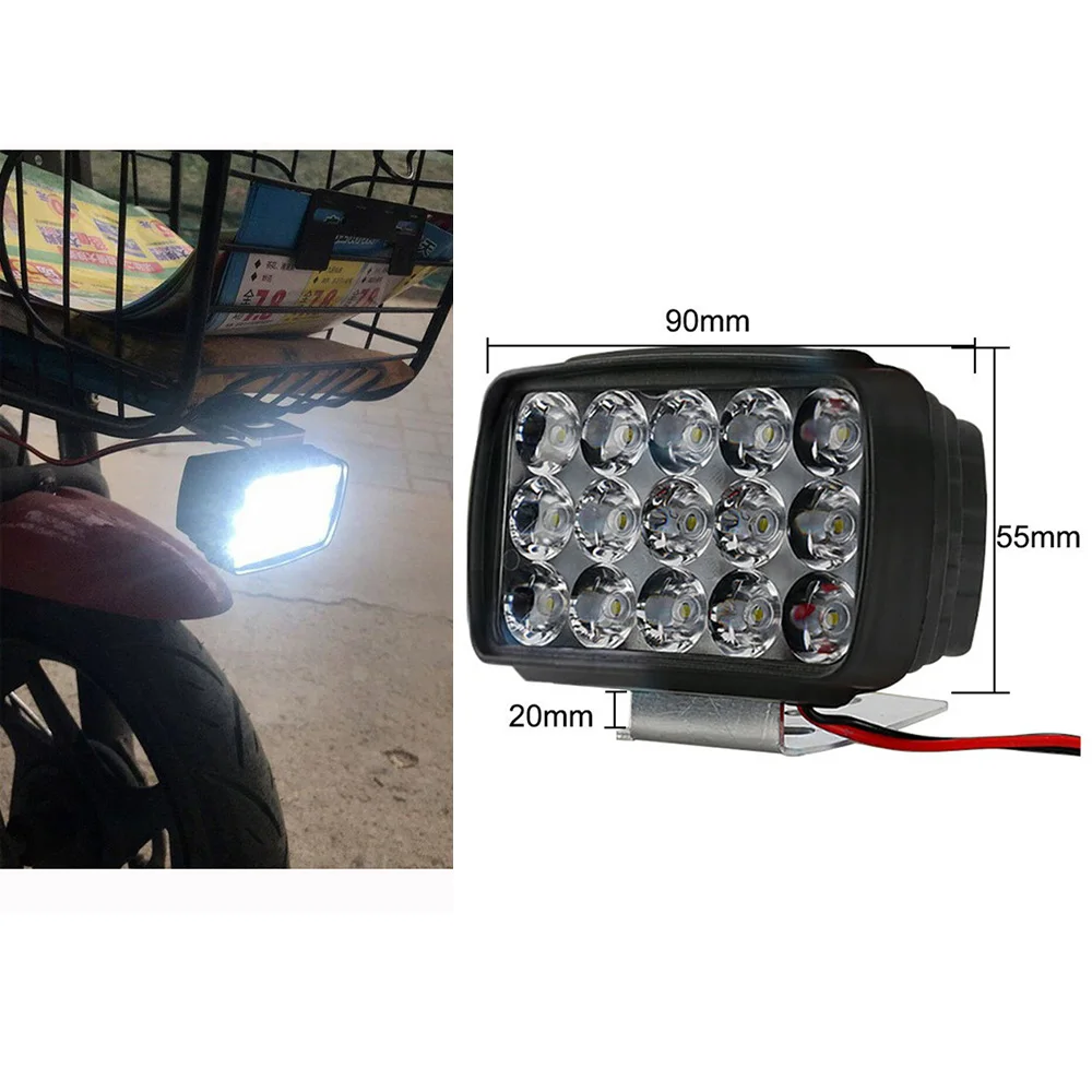 

1pcs DC 12V Electric Motorcycle Motorbike Headlight Spotlights with 15 LED Lights 1000LM Motos ATV UTV Scooter Lighting Headlamp
