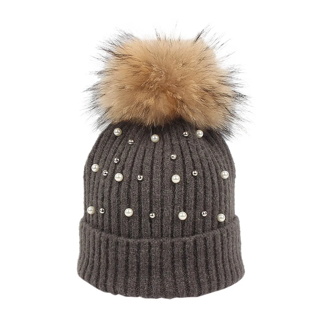 Шапка SAGACE женская вязаная шапка с помпоном для волос зимняя теплая кроличьим