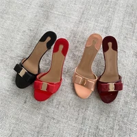 2021 summer fashion designer butterfly knot womens shoes women sandals patent leather genuine sheepskin high heel 5 5 cm db012