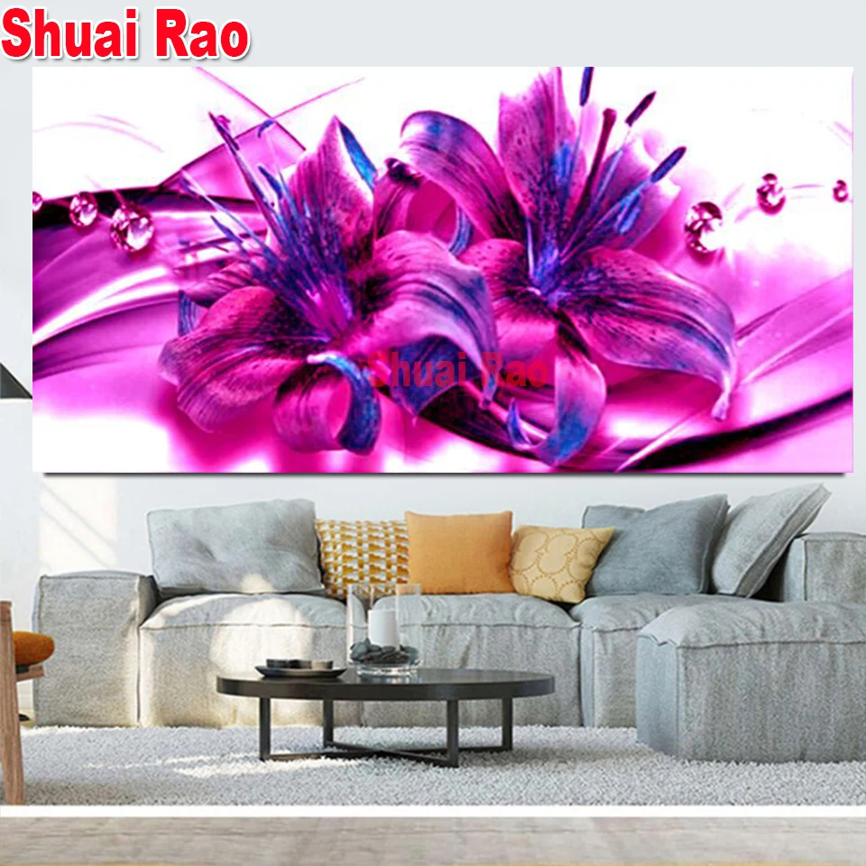 

purple lily full square round drill DIY large diamond painting puzzle 5d mosaic square embroidery diamond art home decor gift,