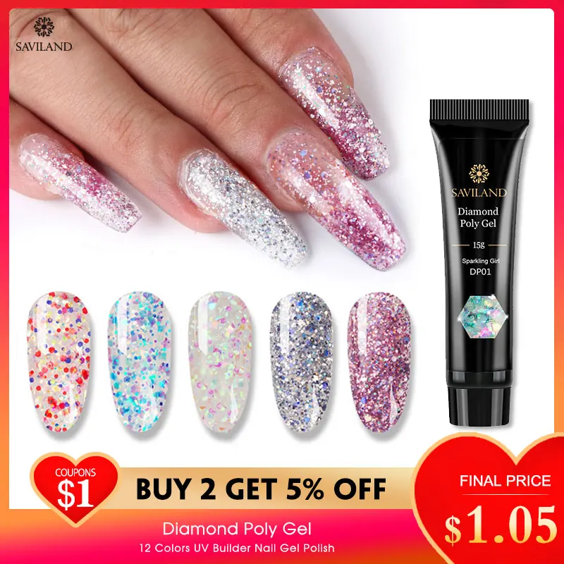 Saviland УФ гель для ногтей акриловый полигель изменения температуры многоцветные