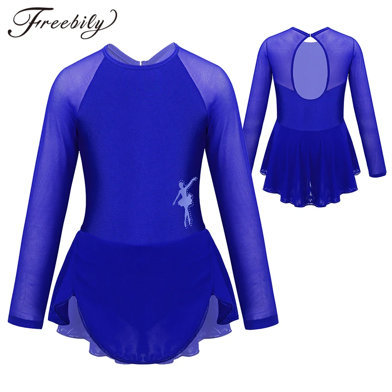 Teens Kids Figure Skating Dress Girls Long Sleeves Tulle Splice Cutouts Back Ice Skating Leotard Gymnastics Ballet Dance wear
Teens Kids Figure Skating Dress Girls Long Sleeves Tulle Splice Cutouts Back Ice Skating Leotard Gymnastics Ballet Dance wear