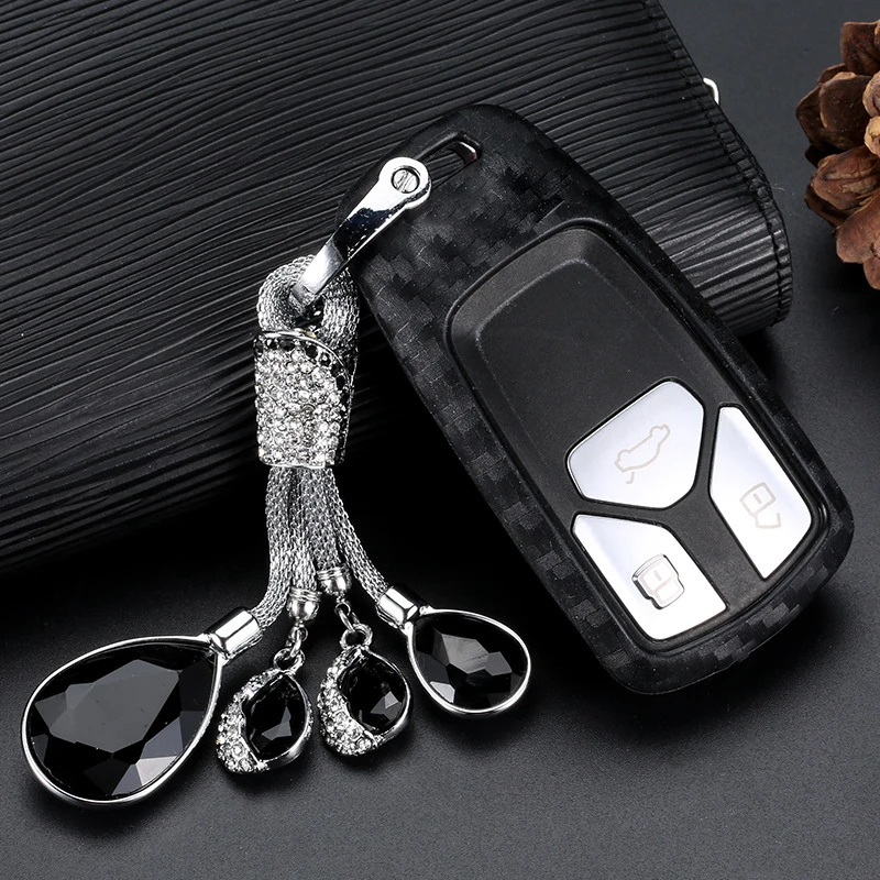 1 шт. карбоновый Автомобильный Брелок чехол для ключей аксессуары Audi A4 B9 A5 Q5 Q7