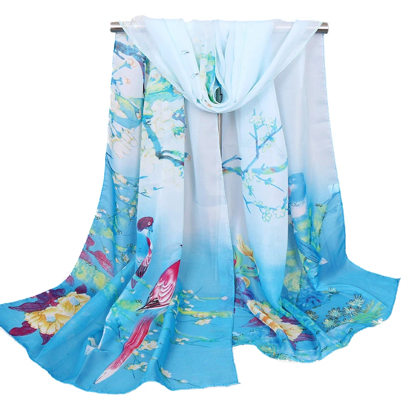 Модный женский длинный мягкий шарф с принтом лотоса шаль градиентные шарфы