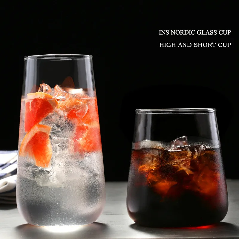 Бытовая стеклянная кружка Borolicate высокая и короткая чашка прозрачные горячие