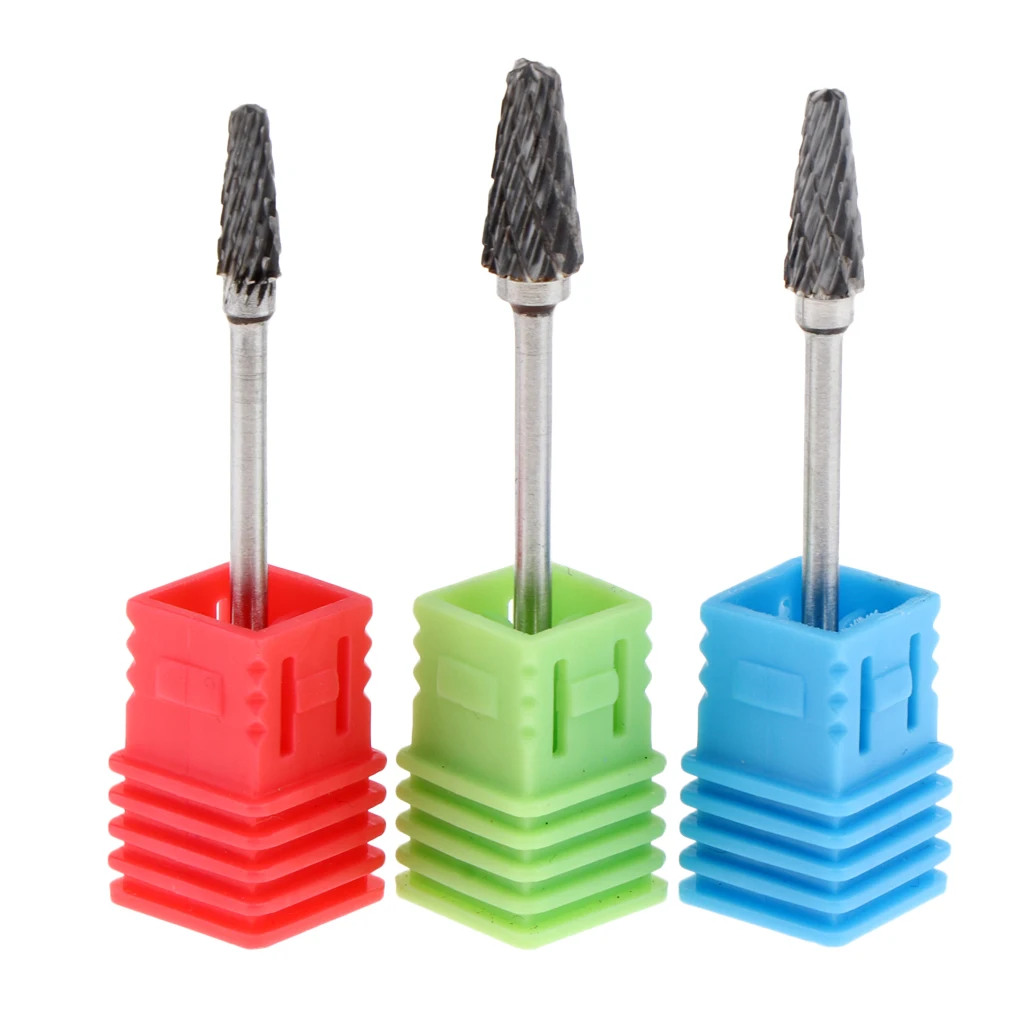 Набор из 3 сверхмощных стальных сверл для ногтей 3/32 аксессуары маникюра