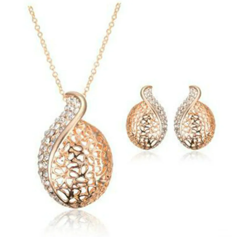 

Нигерия Полые ожерелье подвеска в форме капли Дубай Свадебные ювелирные изделия аксессуары серьги модные ювелирные наборы