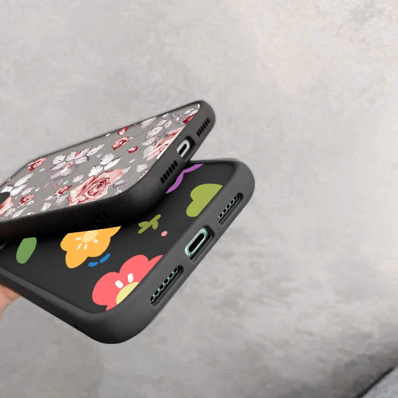 For iPhone 13 Case Flowers Scarlet Soft TPU Camera Protective Cover For iPhone 14 12 11 Pro Max Mini XR XS Max X 7 8 Plus SE 20