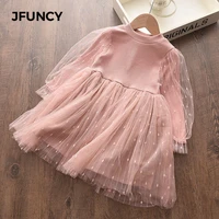 jfuncy children dresses baby kids lace lantern sleeve sets girl costume pink sweet princess clothes party childrens clothing