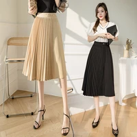 autumn fashion women leisure chiffon skirts folds straight solid office skirt office work wear high waist clothes