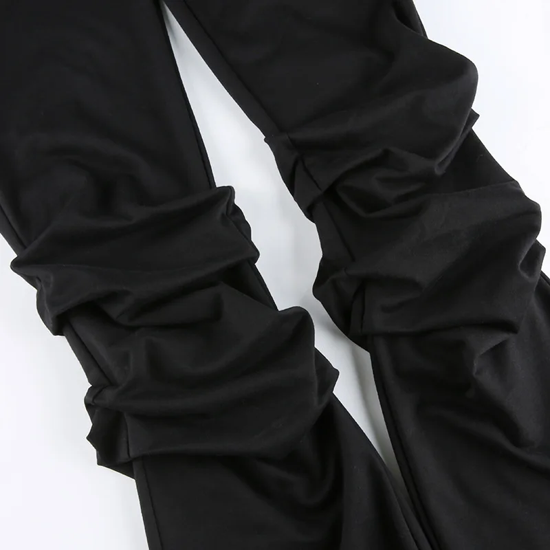 

Skinny High Waist Stacked Sweatpants Elegant Casual Long Trousers Ladies Fashion Elastic Black Pants Capris Summer PA52381