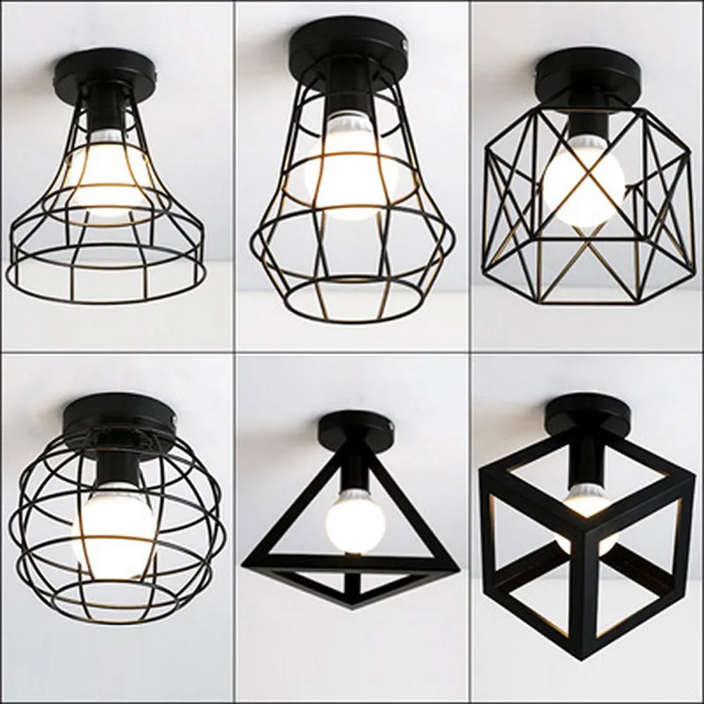 

6 Styles Modern Black Cage Pendant Lights Iron Nordic Hanging Lamp For Living Room Kitchen Home Light Fixtures Decor Luminaire