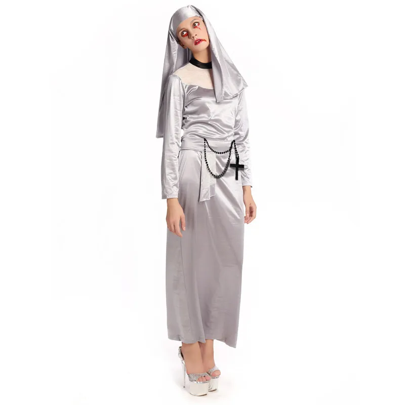 

Vintage Women Lady Grey Priest Nun Sister Cosplay Performance Costumes Masquerade Party Halloween Costume Christmas