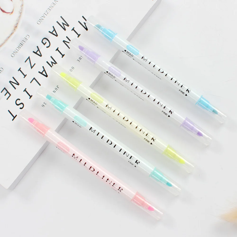 12 шт./партия хайлайтер канцелярские Мягкие накладки двуглавая флуоресцентная