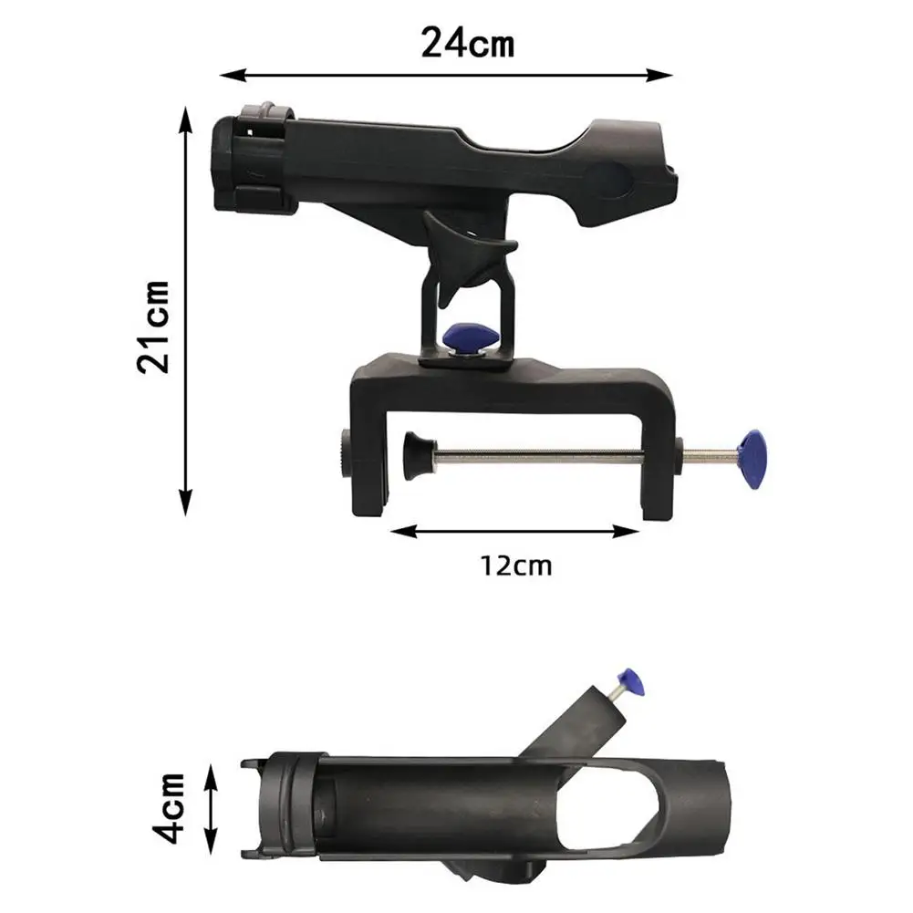 

360 Degree Adjustable Fishing Rod Rack Holder Clamp On Removable Kayak Boat Support Pole Stand Bracket