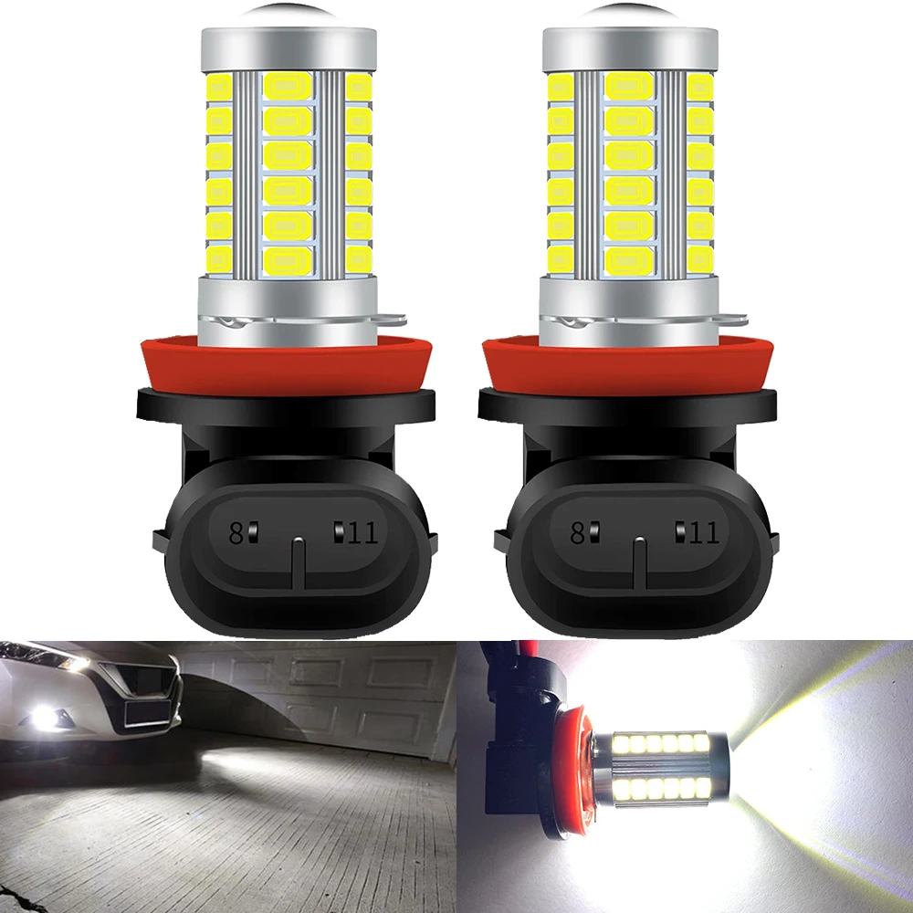 2 шт. H8 H11 HB4 9006 HB3 9005 H16 светодиодные лампы для противотуманных фар 5630 33SMD 1500LM 6000K