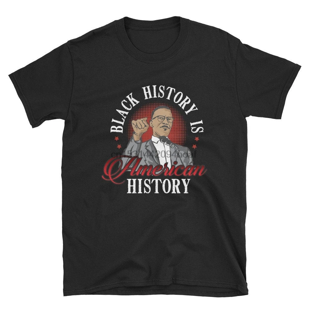 Black History T shirt Short Sleeve Unisex Shirt Pride Power African American featuring Malcolm X | Мужская одежда
