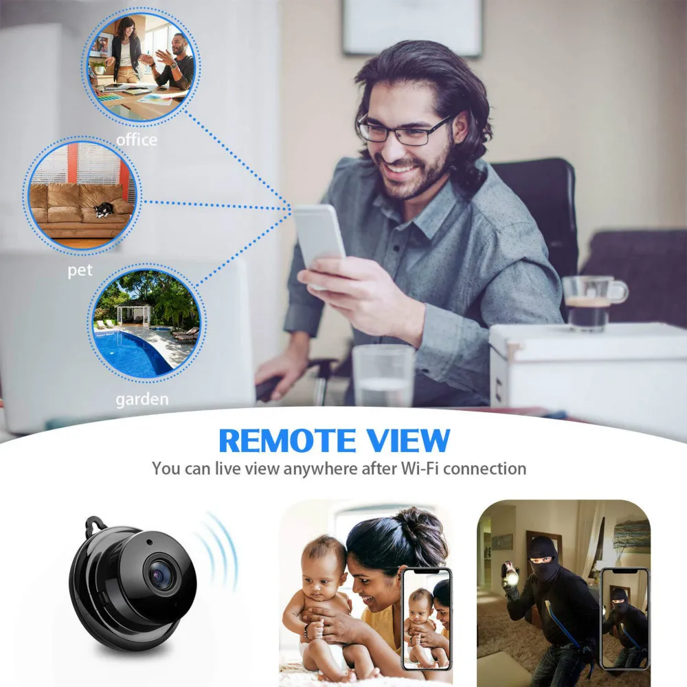 720P Мини беспроводная wifi ip-камера умный дом инфракрасный охранный модуль ночного видения камера наблюдения SD Облачное хранилище CCTV монитор
