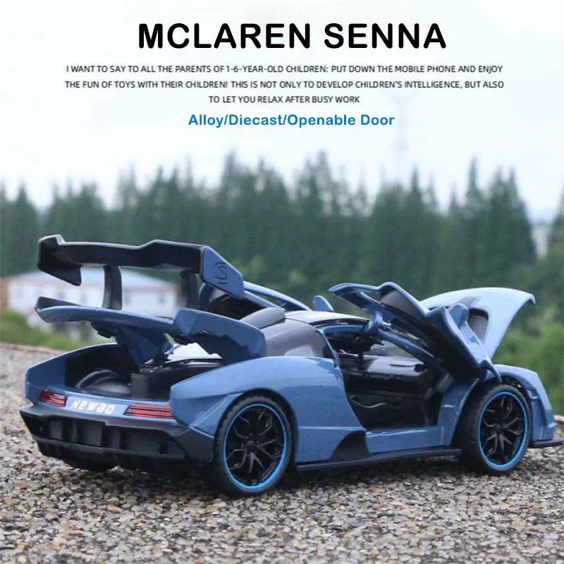 

1/32 Die Cast McLaren Senna Sports Car Model Toy Alloy Simulation Sound Light Pull Back Supercar Toys Vehicle For Boys Gift