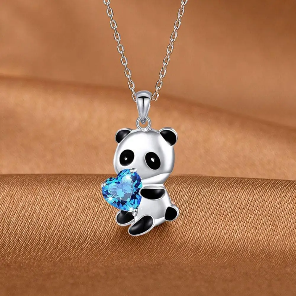 Ожерелье с пандой и медведем круглое циркониевое ожерелье в форме сердца для