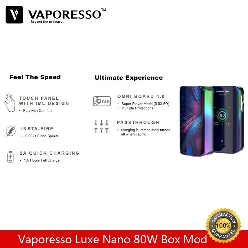 Оригинальный боксмод Vaporesso Luxe Nano 80 Вт Встроенный 2500 мА · ч подходит для испарителя