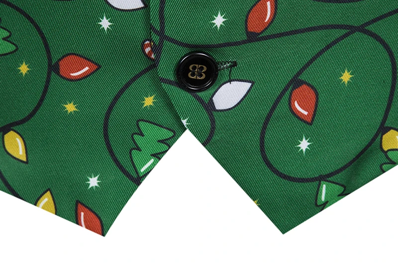 Зеленый Рождественский жилет мужской с принтом в виде маленьких лампочек