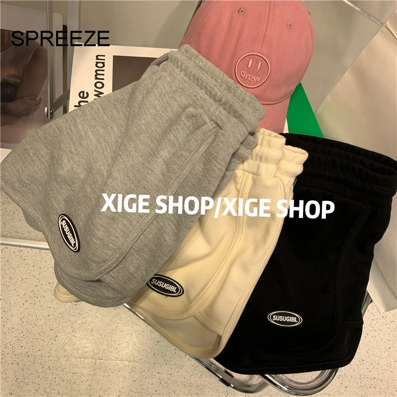 

Spreeze 2021 летние женские шорты в стиле Харадзюку в Звездном стиле с эластичной резинкой на талии, тонкие Свободные тренировочные брюки для йог...