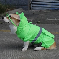 lighted dog raincoat four legs puppy rainsuit waterproof small dog clothes outdoor corgi jacket hooded coat for large pet dog