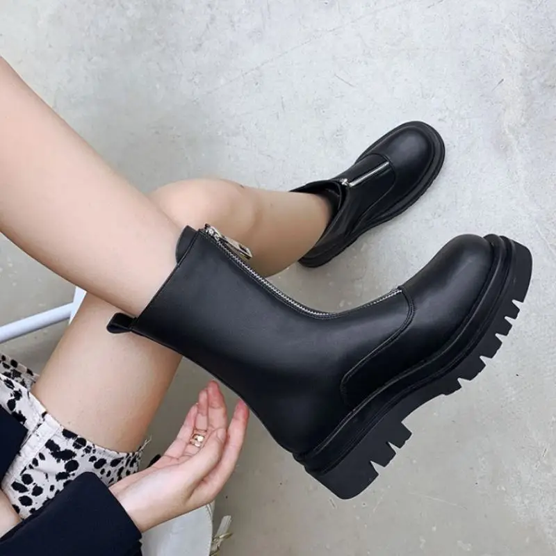 Taoffen Size 33-43 Women Short Boots Fashion Platform Zipper High Heel Winter Shoes Woman Warm Mid Calf Lady Casual Footwear | Обувь